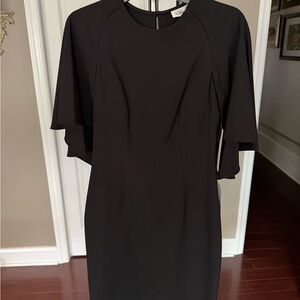 Eliza J Black Midi Dress with Cape Sleeves